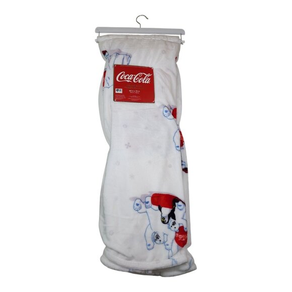 Coca-Cola Polar Bear Velvet Soft Throw Blanket 60" X 70" Oversized Super Soft - Picture 4 of 12